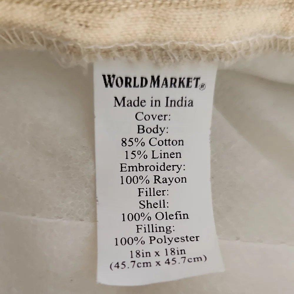 Cost Plus World Market Bird Floral Linen Cotton Pillow